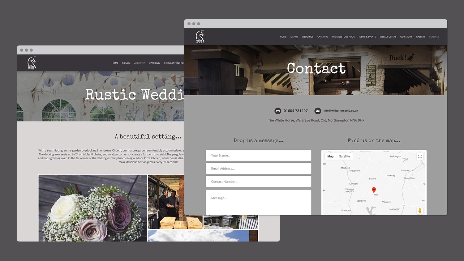 The White Horse - Weddings and Contact Pages